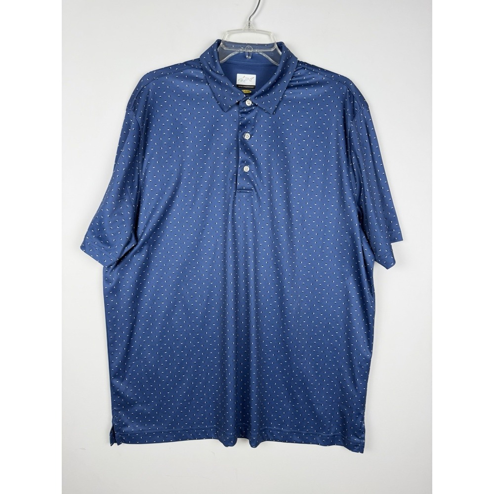 Greg Norman Play Dry Men's Short Sleeve Golf Polo Shirt Size XL‎ Gray Blue